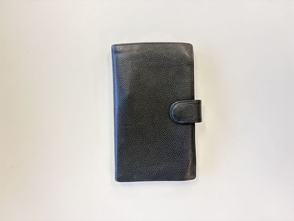 Chanel Black Caviar Snap Tab Bifold Wallet